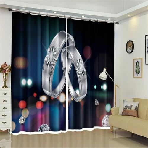 Customized Diamond ring Luxury 3D Blackout Window Curtain Drapes For Living room Bed room Hotel Wall Tapestry Cortinas