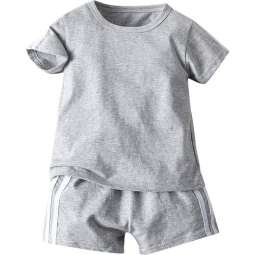Baby Clothing Sets Kids Boy Girls Striped Style Short Sleeve Tshirt Tops+Shorts 2Pcs Outfits Children Tracksuit Sports Clothes