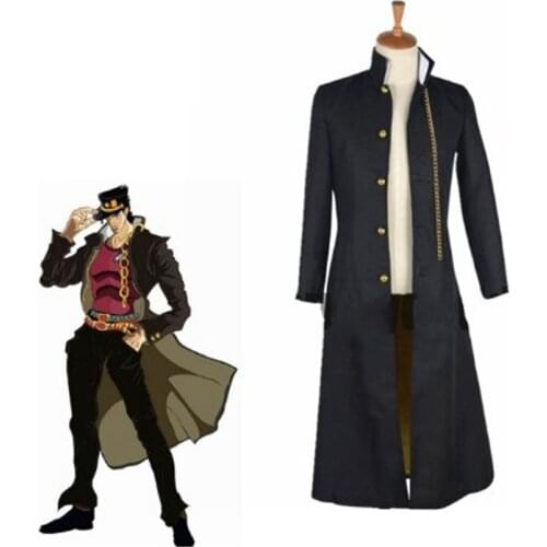 JoJos Bizarre Adventure Jotaro Kujo Cosplay Costume Anime Black Coat Jacket Halloween Party Outfits