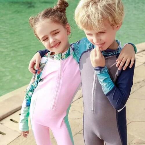 Swimsuit for children UV protection red green 1 piece short sleeve baby swimwear beachwear swimming suit Childrens Bathing Suit