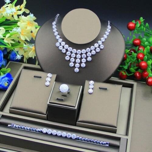 Hot Sale African 4pcs Bridal Jewelry Sets New Fashion Dubai Jewelry Set For Women Wedding Party Accessories Design