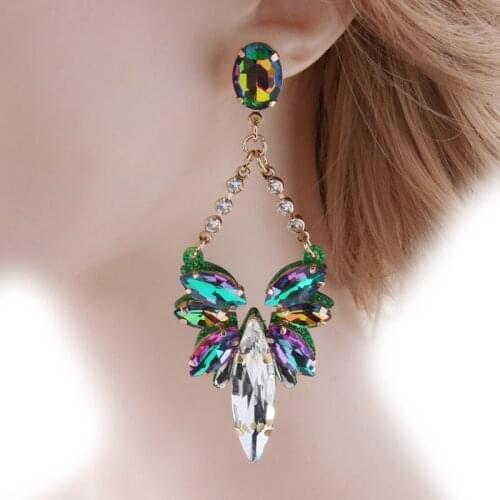 NeeFu WoFu Trendy Wedding Earring Glass Earrings Crystal Exaggeration Large charm Ear For Woman Brinco Oorbellen Jewelry Wholes