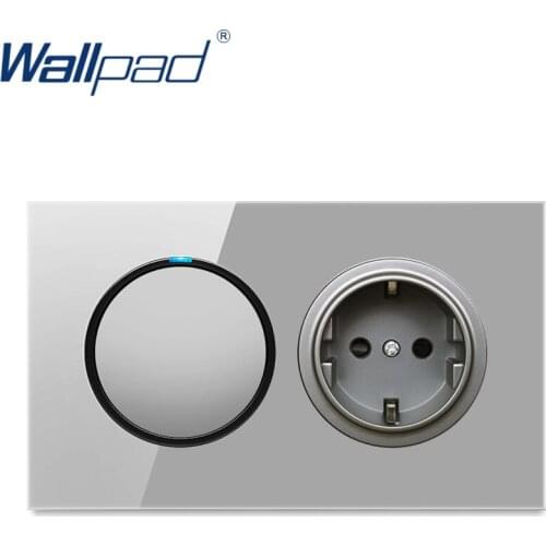 Wallpad 1 Gang 2 Way With EU German Wall Power Socket Outlet Crystal Glass Panel 16A Grounded With Child Protective Lock
