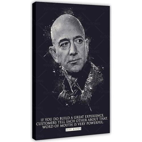Jeff Bezos Posters Motivational Inspirational Quote Canvas Wall Art Decor Paintings Picture for Living Room Home Decoration Fram