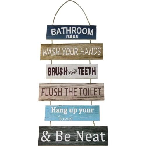 Wall Decor Hanging Wall Sign Bathroom Rules Wood Wall Decoration for Home Decor Accessories for Room
