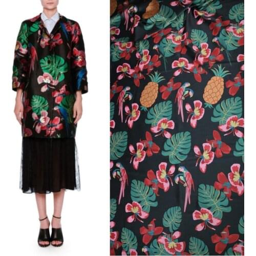 New autumn and winter twill jacquard fabric pineapple parrot clothing fabric hand diy dress coat fabric wholesale cloth