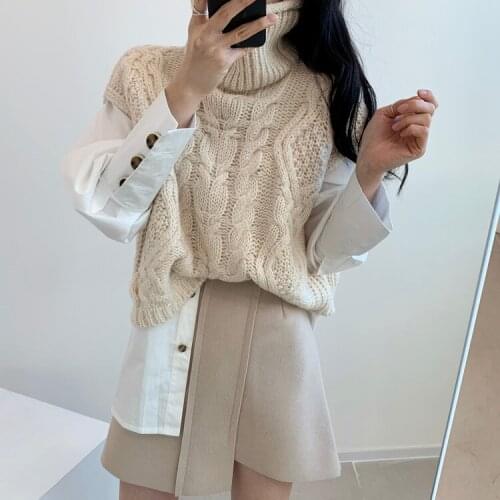 New loose sleeveless sweater spring autumn Women vest sweaters knitting vest joker knitted vest wool oversize Girls Pullover