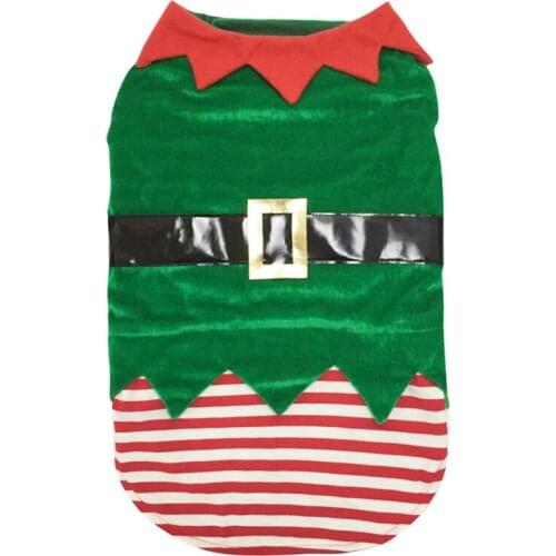 Pet Dog Christmas Hoodies Green Elf Pet Costume Cute Soft Pet Transformation Clothes S-2XL