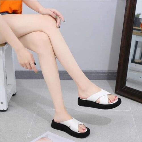 Shoes Woman Summer Sandals For Women Shoes Comfy Soft Women Sandals Retro Wedge Low Heels Shoes Thick Bottom Ladies Sandals