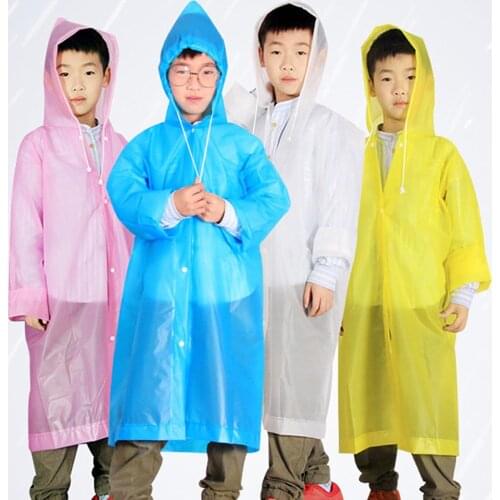 Unisex Disposable Raincoats Kids Rain Coat Portable Waterproof Drawstring Button Hooded Raincoats Poncho Raincoat Rain Gear