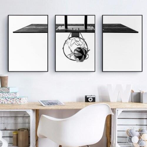 Basketball Hoop Lovers Posters and Prints Black White Photo Picture Art Canvas Painting Teen Boys Gift Room Wall Art Decor