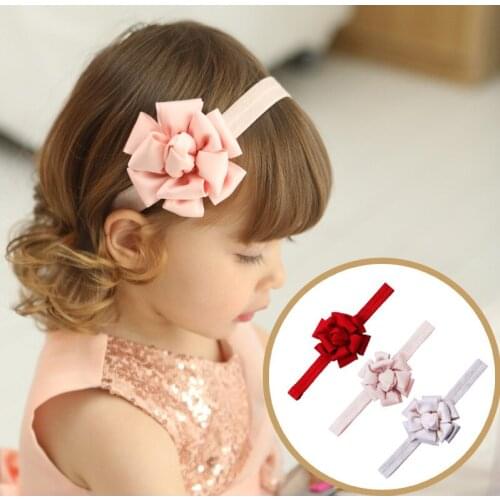 2019 New Cute Silk Satin Flower Headband Baby Girls Kids Hair Head Bands Wrap Accessories For Children Floral Headband Headdress