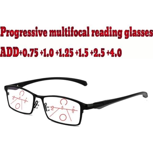 Progressive Multifocal Reading Glasses Business men full frame comfort TR90+1.0 +1.5 +1.75 +2.0 +2.5 +3 +3.5 +4