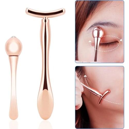 Rose Gold Small Eye Massage Stick Anti Pouch Dark Circles Massager For Eyes T-shape Lifting Thin Mini Face Magic Stick