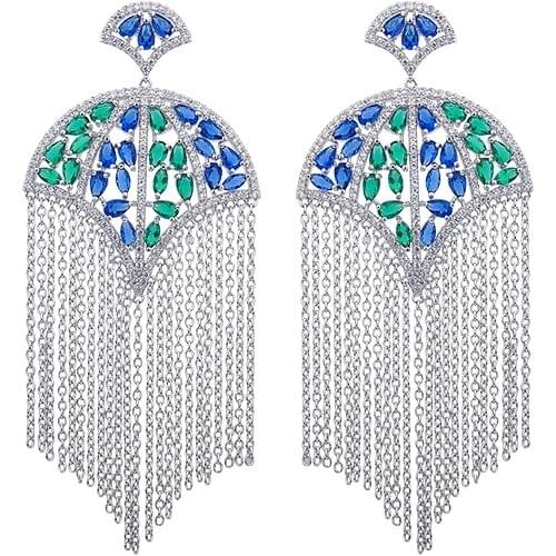 2017 European Fashion Tassel Umbrella Shape Zircon Palace Wind Retro Earrings Dress Earring Women Weeding Gift GLE6088