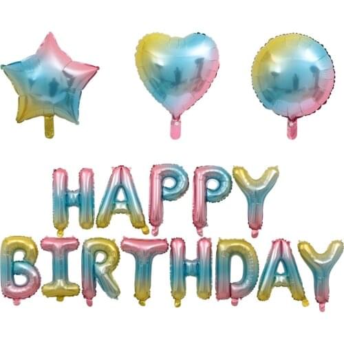 16inch Gradient rainbow Letters Happy Birthday Balloons Birthday Party Decorations Kids alphabet Air Balloon Baby Shower Globos