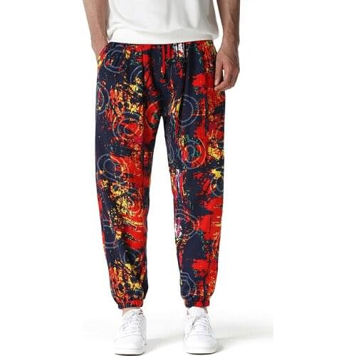 Men Harem Pants Print Retro Joggers Cotton Trousers Men Baggy Loose Nepal Style Men Casual Priented Pants Sweatpants Hip Hop