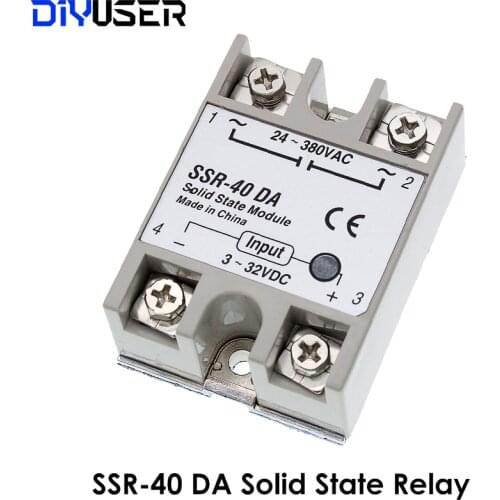SSR-40 DA Solid State Relay, DC to AC Solid State Relay Module SSR-40DA Temperature Controller 24V-380V 40A 250V