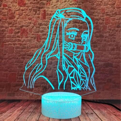 Flash 3D Illusion LED Nightlight Colorful Changing Desk Lamp Cartoon Model Demon Slayer Anime action & toy figures