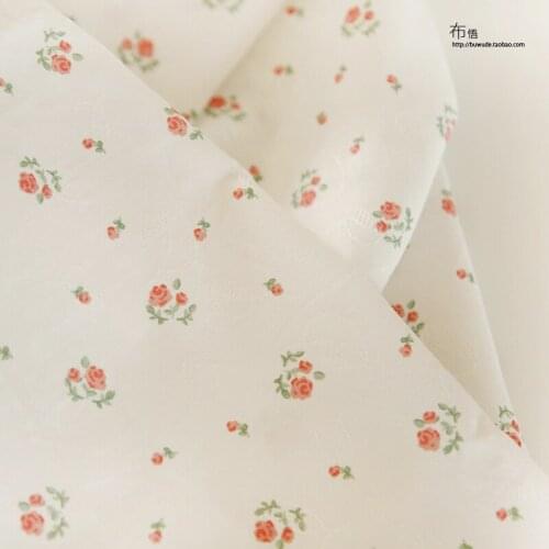 50*150cm Small Floral Rose Cotton Handmade DIY Fabric Dress Childrens Clothing Tablecloth Curtain Fabric