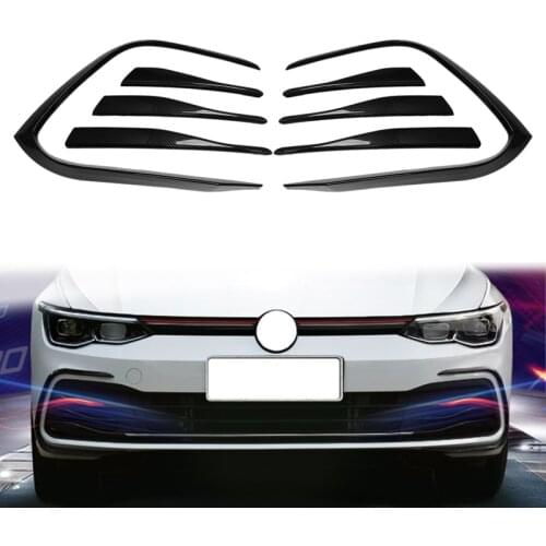 Top!-Car Carbon Fiber Front Bumper Fog Light Lower Grille Frame Spoiler Splitter For-Golf 8 MK8 2020 2021