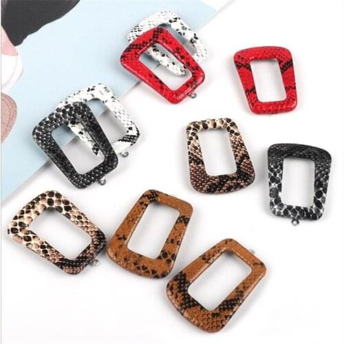 4pcs/lot Pu leather snakeskin Trapezoid hollow pendant Connectors for Earring Pendant Accessories diy Handmade jewelry making