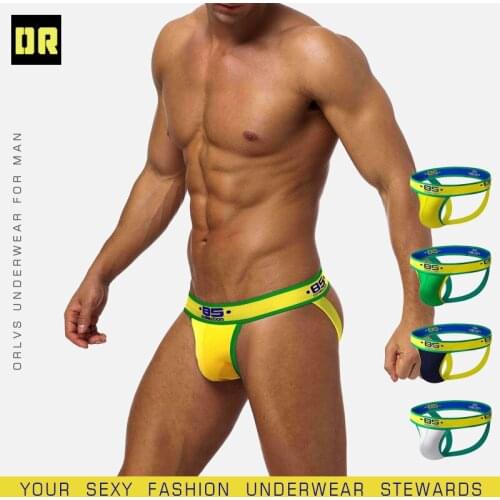 85BS briefs cross jockstrap mens cotton panties u convex thin thongs sexy breathable double pants