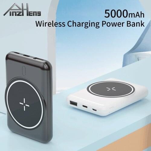 PINZHENG 10W PD Fast Charging 5000mAh Power Bank For iPhone 12 Pro Max Wireless Charging Power Bank Backup Portable Powerbank