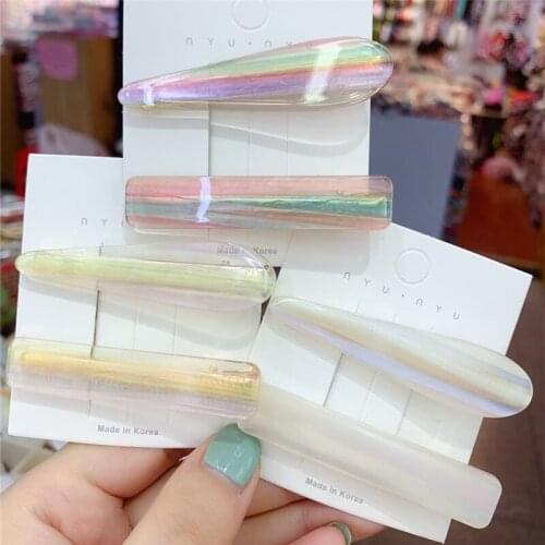 2pcs/set Sweat Colorful Acrylic + Metal Hair Clips Hairband Bobby Pin Barrette Hairpin Headdress Accessories Beauty Styling Tool