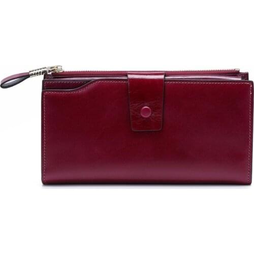 2019 Women wallets long clutch Bags genuine Leather Female New arrive purses retro walle lady wallets card female Handbags red