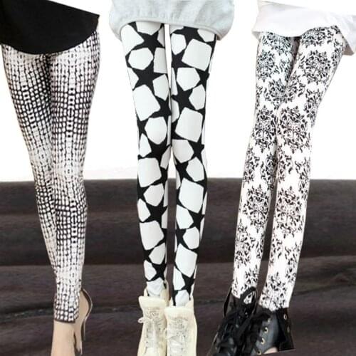 Lady casual warm leggings floral Geometric plaid pattern winter pants women thick cashmere camouflage pencil leggings