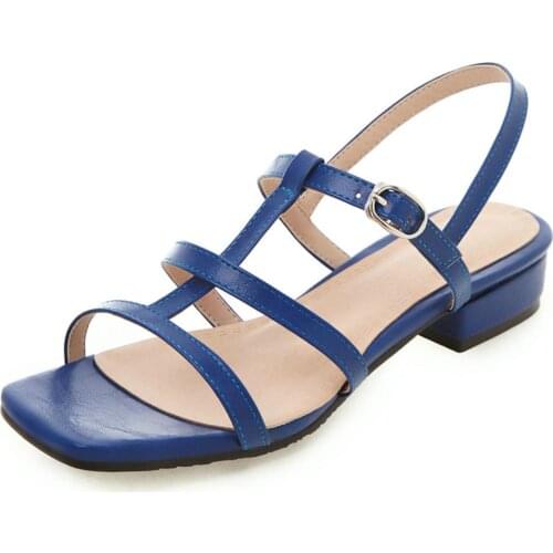 Low Heel Sandals for Women Open Toe Block Heels Roman Gladiator Sandals Ladies Sumer Shoes Sandles Women Casual Size 44 45 46 47