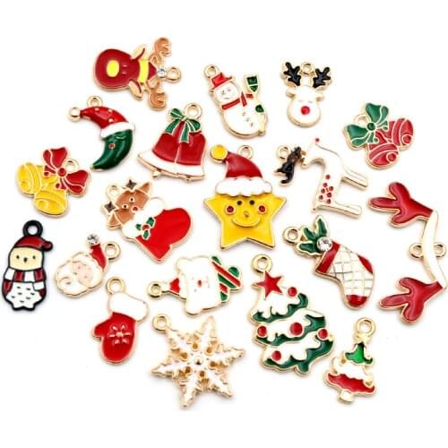 10pcs Enamel Christmas Charm Pendant for DIY Jewelry Making Necklace Bracelet Earring Findings Alloy Craft Jewelry Supplies