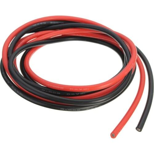 12 AWG 6 Feet 2 Meters Gauge Silicone Wire Flexible Stranded Copper Cables For RC One Black One Red Wires