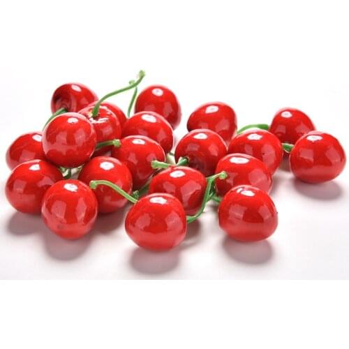 20PCS/lot Mini Fake Plastic Fruit Small Berries Artificial Flower red cherry Stamen Pearlized Wedding Christmas Decoration