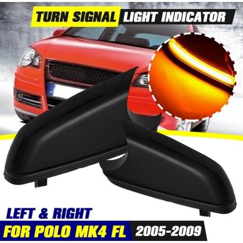 Car Rearview Mirror Indicator, for P-Olo MK4 FL 2005-2009 Skoda Octavia 2006-2010 LED Dynamic Turn Signal Lights Lamp