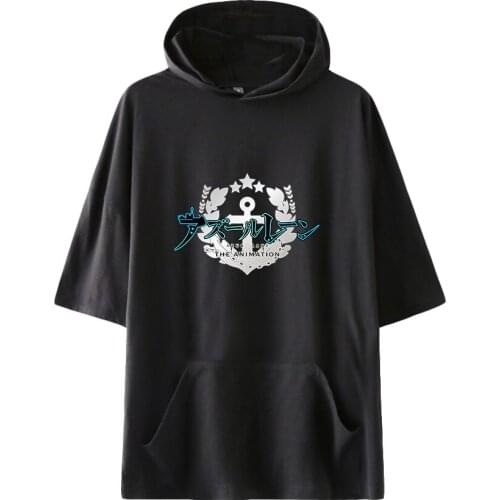 Azur Lane Fashion Hooded T shirts Unisex Summer Short Sleeve T-shirts Hot Sale Casual Streetwear Clothes