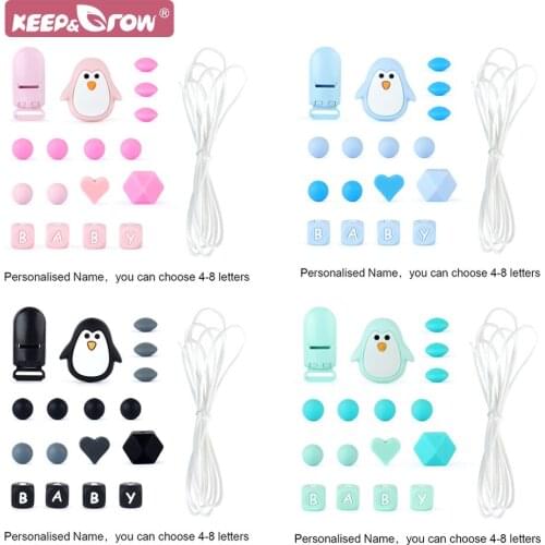 Silicone Baby Pacifier Clip Chain Personalized Name DIY Cartoon Food Grade Infant Rodent Oral Care Teething Teether Necklace Toy