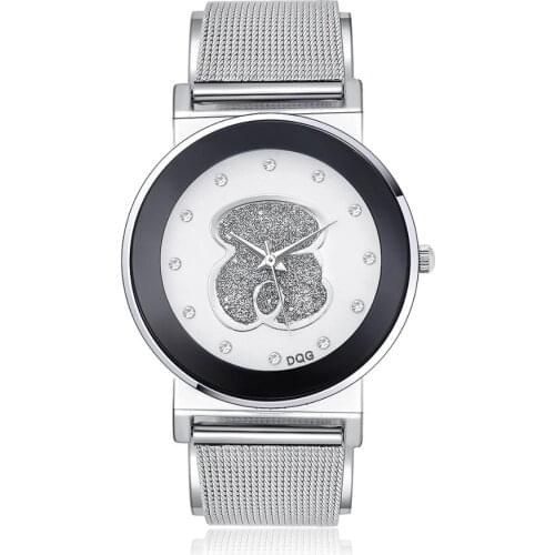 Womens Watch 2019 Luxury Brand Crystal Silver Dial Quartz Watch Fashion Design Stainless Steel Net Bracelet Watch reloj mujer