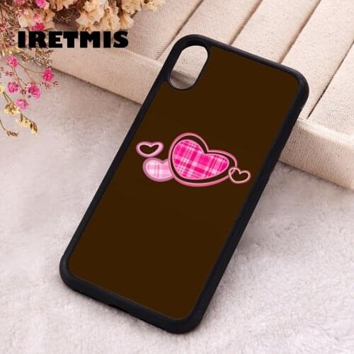 Iretmis 5 5S SE 2020 Phone Cover Case for iPhone 6 6S 7 8 Plus X Xs XR 11 12 Mini Pro Max Rubber Silicone Brown Pink Hearts