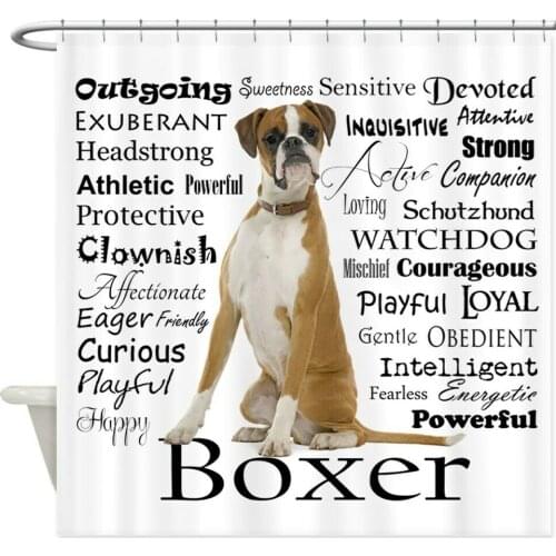 Boxer Traits Decorative Fabric Shower Curtain
