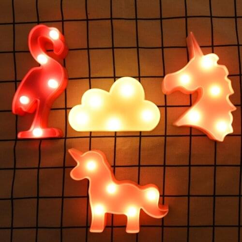 Unicorn Flamingo Pineapple Cloud Star Shape Night Light Led Table Lamp For Kids Bedroom Home Decoration Birthday Party Supplies