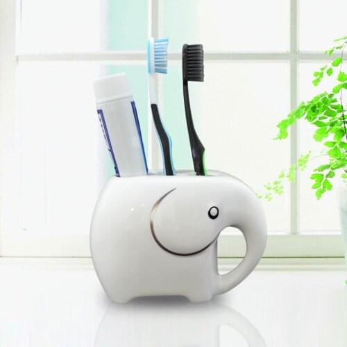 Cute elephant toothbrush holder Brief animal ceramic toothbrush storage box