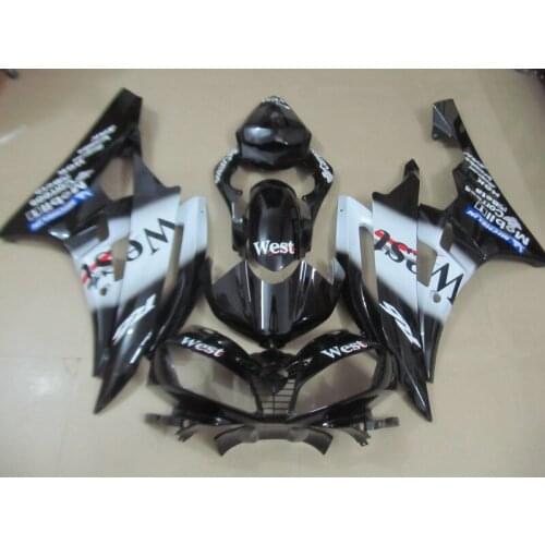 Injection molding free 7 gifts fairing kit for Yamaha YZF R6 06 07 west sticker black fairings set YZFR6 2006 2007 FS21