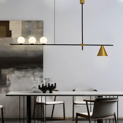 Nordic modern minimalist bubble ball long strip chandelier simple creative hanging light magic bean iron restaurant chandelier