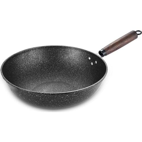Maifan Stone Non-stick Flat Bottom Wok Deep Deep Frying Pan 32cm34cm Gas Cooker Universal Cookware