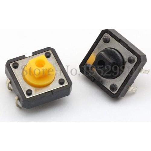 Omron Micro Push Button Tact Switch 12*12*7.3 DIP 4 Pin Square Head Black Yellow RoHs