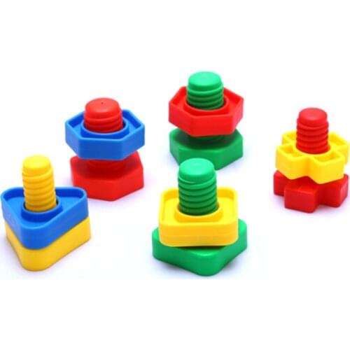 1/10/20 Set Screw Building Blocks Montessori 3D Puzzle Game Scale Models Education Plastic Nut Shape Toys For Baby