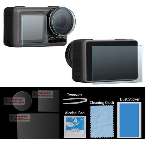 9H Protector Tempered Glass Films Set For DJI Osmo Action Sport Camera Screen/Lens Protect For Osmo ACTION Accessories 3pcs/Kit