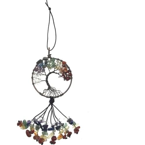 Tree Of Life Natural Crystal Gemstone Handmade Automobile Ornaments Car Home Decoration Spiritual Meditation Hanging